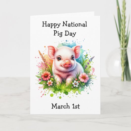 1 maart is National Pig Day Grappige Feestdagen Kaart (Voorkant)