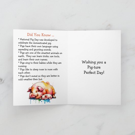 1 maart is National Pig Day Grappige Feestdagen Kaart (Binnen)