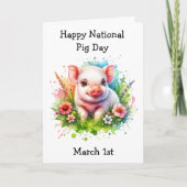 1 maart is Nationale Varkensdag Grappige Feestdage Kaart (Voorkant)