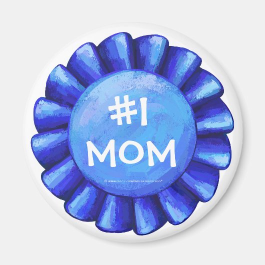 #1 Mam Blue Ribbon Round Magnet (Voorkant)