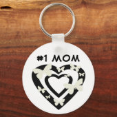 #1 Mam, open hart, witte vlinders Sleutelhanger (Voorkant)