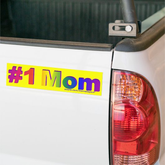 #1 Mam Rainbow 3D Gele Bumpersticker (Op Truck)