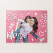 #1 Mam Volledige Foto, Hart & Puntpatroon Legpuzzel (Horizontaal)