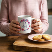 #1 Mama Borstel Script Bloemen Vlinder Roze Krans Koffiemok