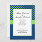 #1 Marine Blauw en Lime Groene Polka Dots Trouwen Kaart (Voorkant)