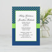 #1 Marine Blauw en Lime Groene Polka Dots Trouwen Kaart (Staand voorkant)