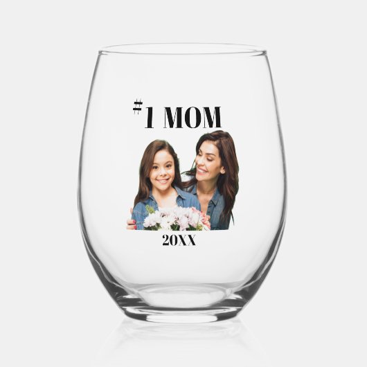 #1 Moeder/Foto Stemless wijnglas Zonder Voet (Voorkant)