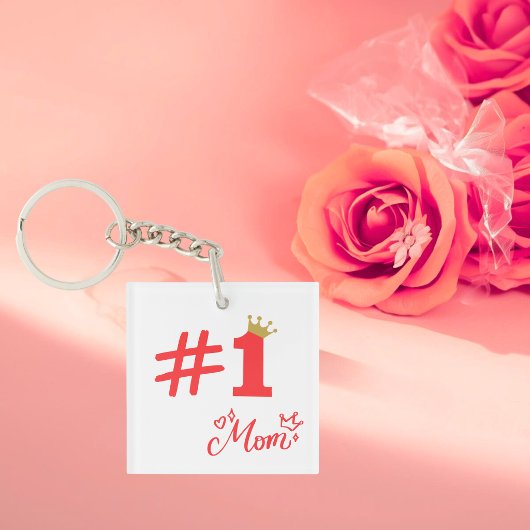 #1 Moederliefde Gepersonaliseerde Acryl Sleutelhan Sleutelhanger
