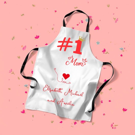 #1 Mom Love Personalized Apron Schort