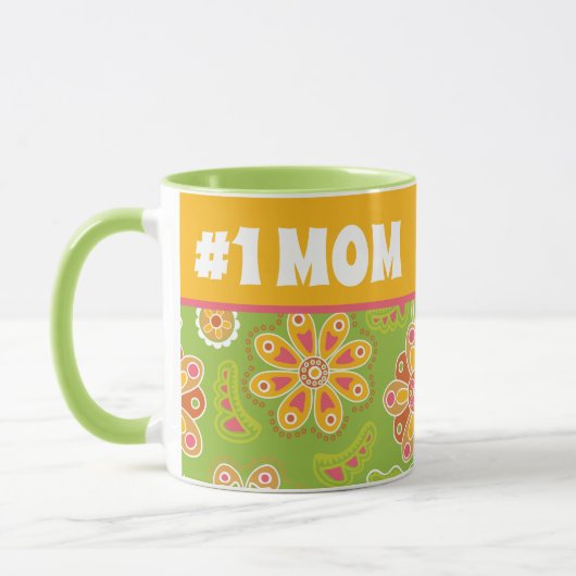 #1 MOM - Retro Flower Green Yellow Number One mama Mok (Links)