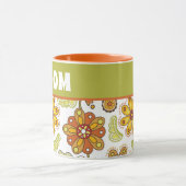 #1 MOM - Retro Flower Oranje Green Number 1 mam Mok (Midden)