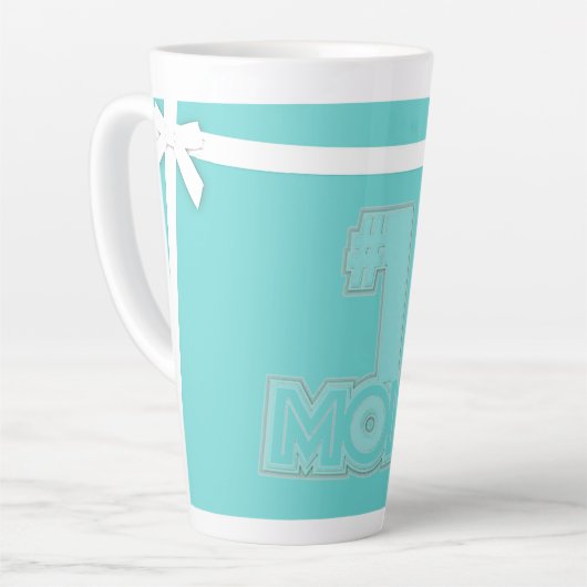 #1 MOM - Turquoise Moeder Cadeau Latte Mok (Linkerhoek)