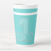#1 MOM - Turquoise Moeder Cadeau Latte Mok (Voorkant)
