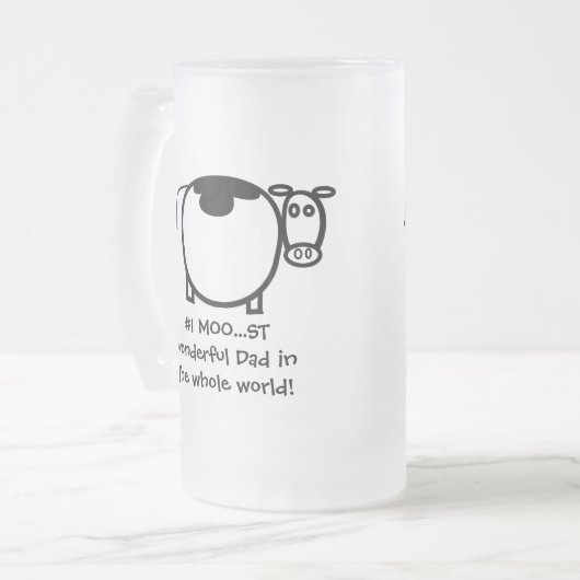 #1 Moo...st Wonderful Father - Gepersonaliseerd Matglas Bierpul (Voorkant links)