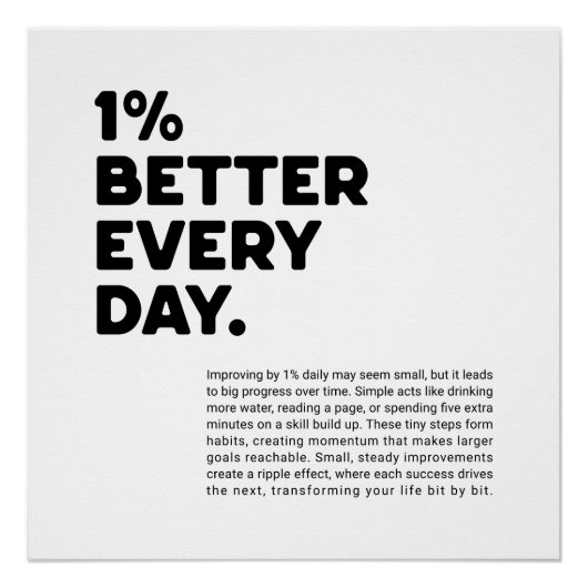 1% motivatie elke dag beter perfect poster (Voorkant)