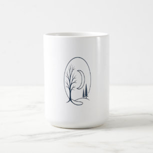 1. Mystieke Winter Woud Cirkel Lijn Kunst T-shirt Koffiemok