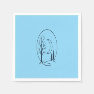 1. Mystieke Winter Woud Cirkel Lijn Kunst T-shirt Servet