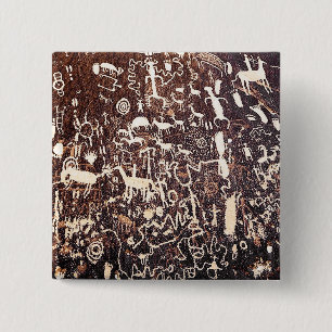 1. Newspaper Rock Vierkante Button 5,1 Cm