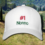 #1 Nonno Custom Baseball Pet<br><div class="desc">#1 Het tekstontwerp van Nonno in het Italiaans. Het betekent nummer één opa. Het komt in rood,  wit en groen .Geweldig geschenk voor uw Nonno .Design door Alma Wad. T</div>
