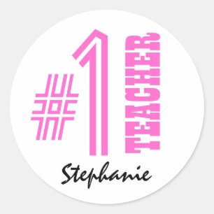 #1 Nummer Een Leraar Aangepaste Naam Gift Item Ronde Sticker