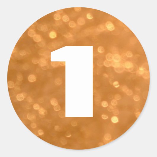 1 - Nummers Golden ronde Sticker (Voorkant)