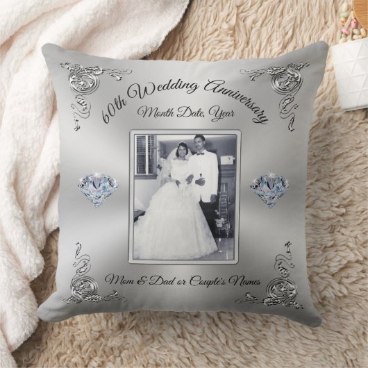 1 of 2 Foto 60e Jubileum Cadeaus voor ouders Kussen (Deken)