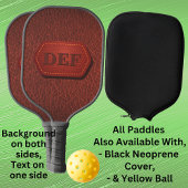 1 of 3 Initialen, lederen badge op donkerrood Pickleball Paddle