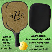 1 of 3 Letter Monogram beige bruin leder Kijk uit Pickleball Paddle