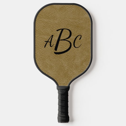 1 of 3 Letter Monogram beige bruin leder Kijk uit Pickleball Paddle (Voorkant)