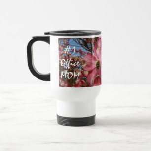 #1 Office Moeder koffiebeker Roze Bloesem Bloemen Reisbeker