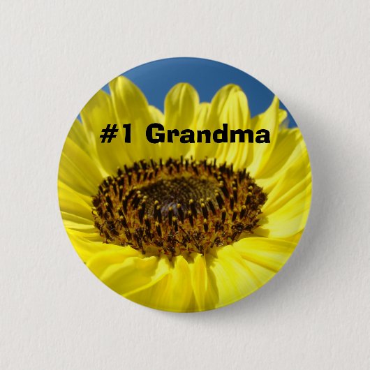 #1 Oma knopen Gele Zonnebloemen Oma's Ronde Button 5,7 Cm (Voorkant)