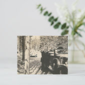 1 op 2 beren in de auto briefkaart (Staand voorkant)