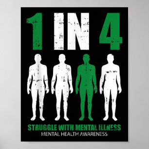 1 op 4 Worstelt Met Psychische Problemen Mentale G Poster