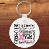 1 op de 8 vrouwen - Borstkanker Sleutelhanger (Voorkant)