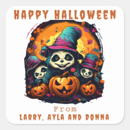 1 Ouder 2 Kinder - Halloween Party Vierkante Sticker