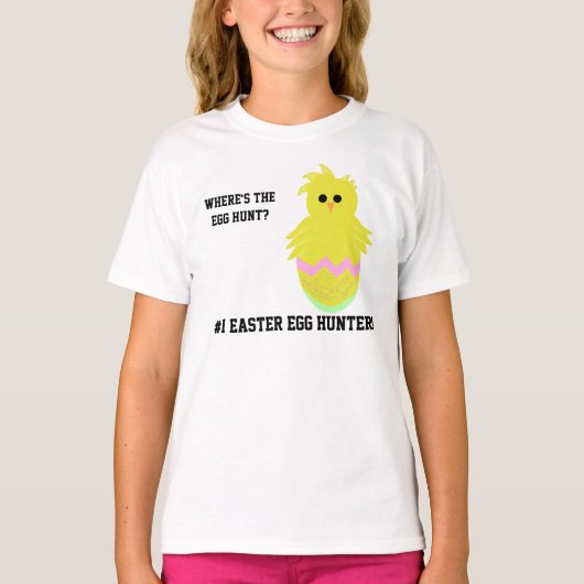 #1 Paaseierjager roze Baby chick ei meisjes T-shirt (Voorkant)
