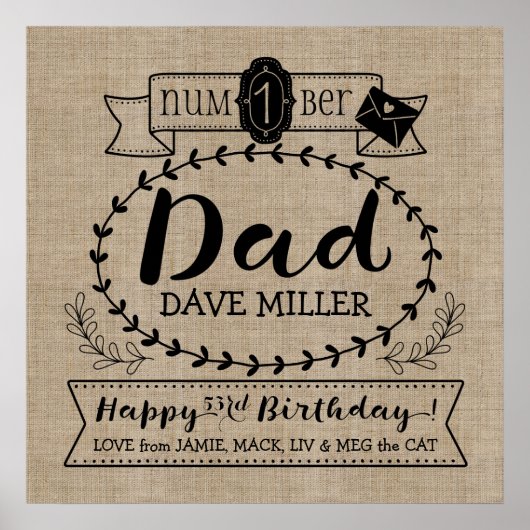 1 Pap Birthday Cute Monogram Poster (Voorkant)