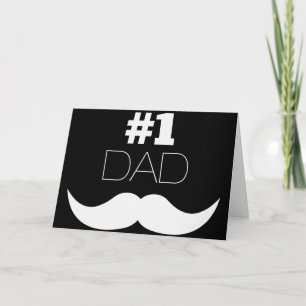 #1 Pap Black en White Mustache - Nummer 1 Kaart