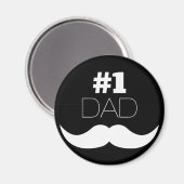 #1 Pap Black en White Mustache - Nummer 1 Magneet (Voorkant / Achterkant)