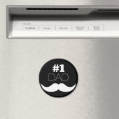 #1 Pap Black en White Mustache - Nummer 1 Magneet (Insitu (Vaatwasser))