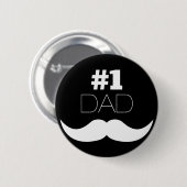 #1 Pap Black en White Mustache - Nummer 1 Ronde Button 5,7 Cm (Voorkant /achterkant)
