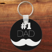 #1 Pap Black en White Mustache - Nummer 1 Sleutelhanger (Voorkant)