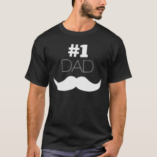 #1 Pap Black en White Mustache - Nummer 1 T-shirt
