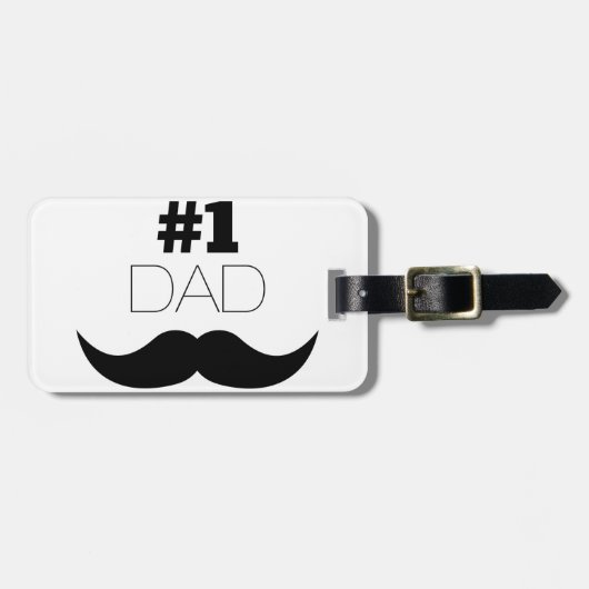 #1 Pap Black Mustache - Nummer 1 Bagagelabel (Voorkant horizontaal)
