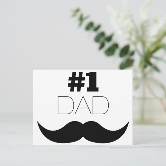 #1 Pap Black Mustache - Nummer 1 Briefkaart (Staand voorkant)