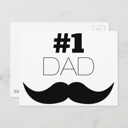 #1 Pap Black Mustache - Nummer 1 Briefkaart (Voorkant / Achterkant)