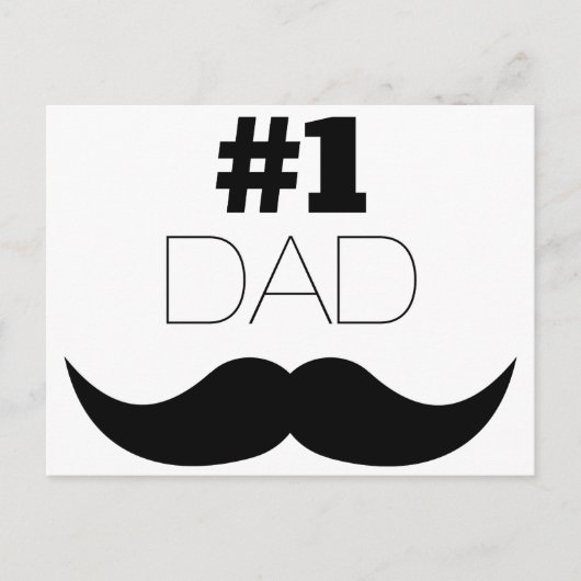 #1 Pap Black Mustache - Nummer 1 Briefkaart (Voorkant)