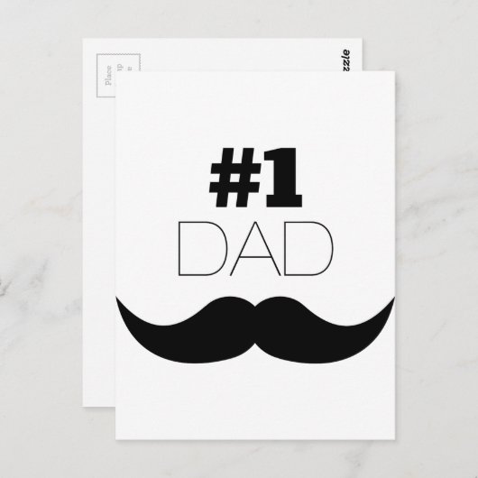 #1 Pap Black Mustache - Nummer 1 Briefkaart (Voorkant / Achterkant)