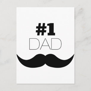 #1 Pap Black Mustache - Nummer 1 Briefkaart