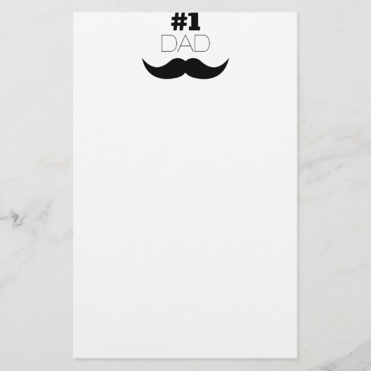 #1 Pap Black Mustache - Nummer 1 Briefpapier (Voorkant)